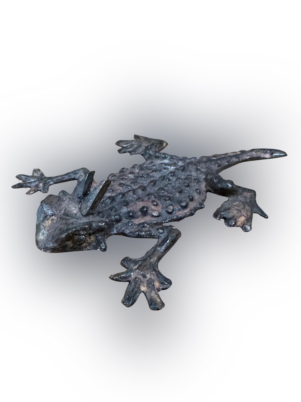 Antique Cast Iron Horned Horny Toad Lizard Flat Rustic Decor Paperweight